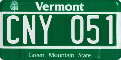 VT license plate CNY051