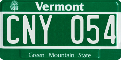 VT license plate CNY054