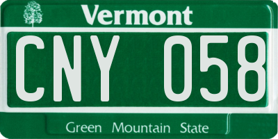 VT license plate CNY058