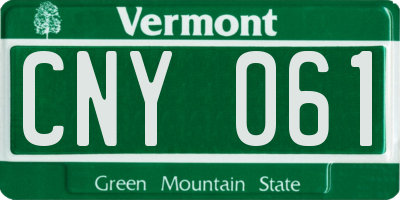 VT license plate CNY061