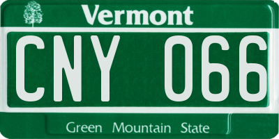 VT license plate CNY066