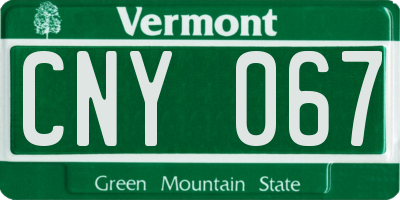 VT license plate CNY067