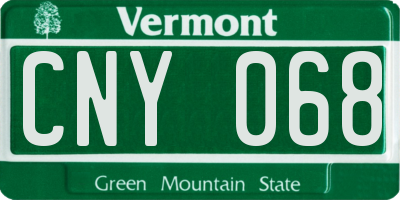 VT license plate CNY068