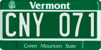 VT license plate CNY071