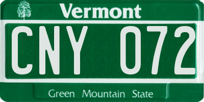 VT license plate CNY072