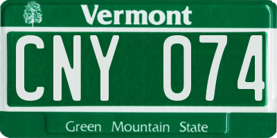 VT license plate CNY074