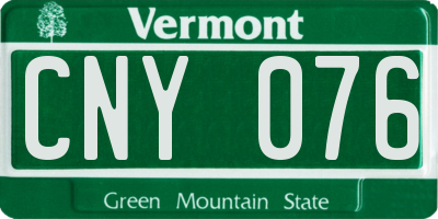 VT license plate CNY076