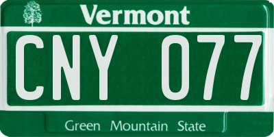 VT license plate CNY077
