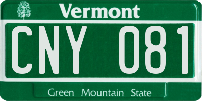 VT license plate CNY081