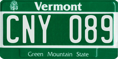 VT license plate CNY089