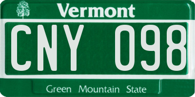 VT license plate CNY098