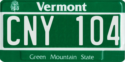 VT license plate CNY104