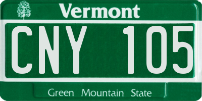 VT license plate CNY105