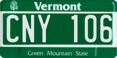 VT license plate CNY106