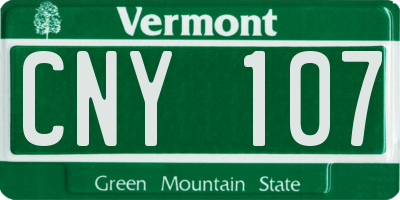 VT license plate CNY107