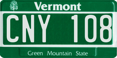 VT license plate CNY108