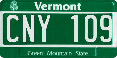 VT license plate CNY109