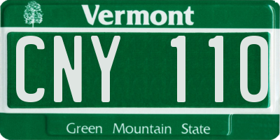 VT license plate CNY110