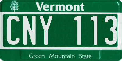 VT license plate CNY113