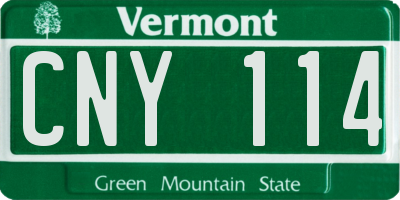 VT license plate CNY114