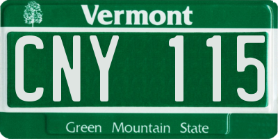 VT license plate CNY115