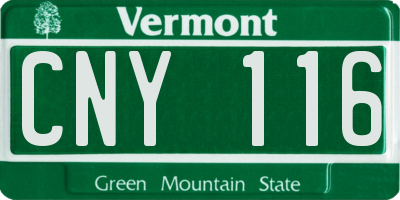 VT license plate CNY116