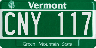 VT license plate CNY117