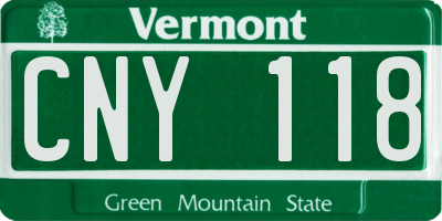 VT license plate CNY118