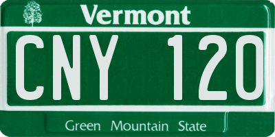 VT license plate CNY120