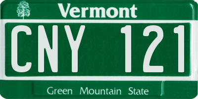 VT license plate CNY121