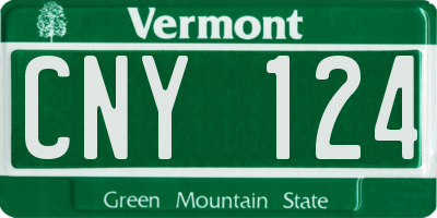 VT license plate CNY124