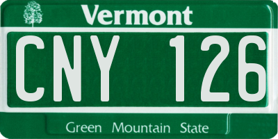 VT license plate CNY126