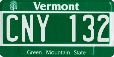VT license plate CNY132