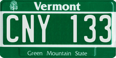 VT license plate CNY133