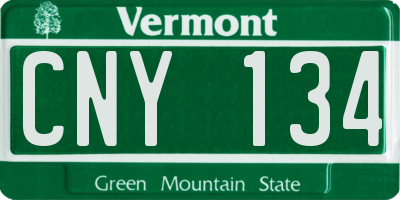 VT license plate CNY134