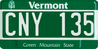 VT license plate CNY135