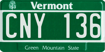 VT license plate CNY136
