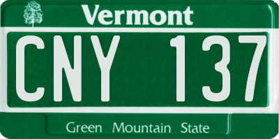 VT license plate CNY137