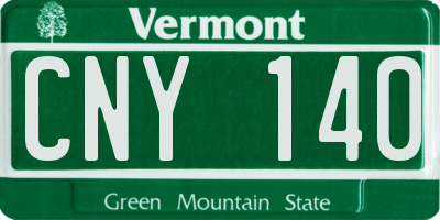 VT license plate CNY140