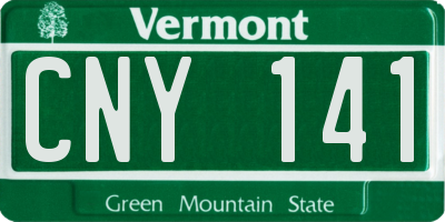 VT license plate CNY141