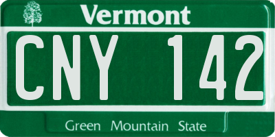 VT license plate CNY142