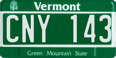 VT license plate CNY143