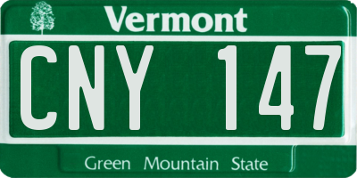 VT license plate CNY147