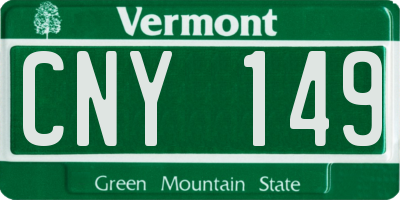 VT license plate CNY149