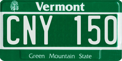 VT license plate CNY150