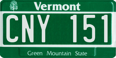 VT license plate CNY151
