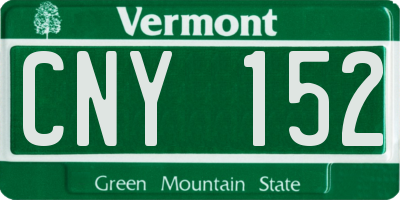 VT license plate CNY152
