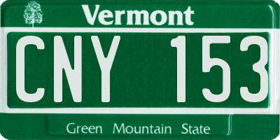 VT license plate CNY153