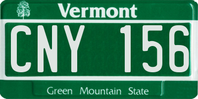 VT license plate CNY156