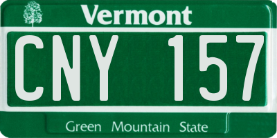 VT license plate CNY157